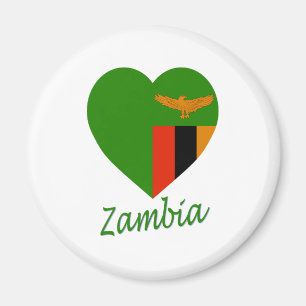 Zambia Flag Heart Magnet