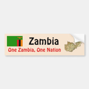 Zambia Flag + Map Bumper Sticker