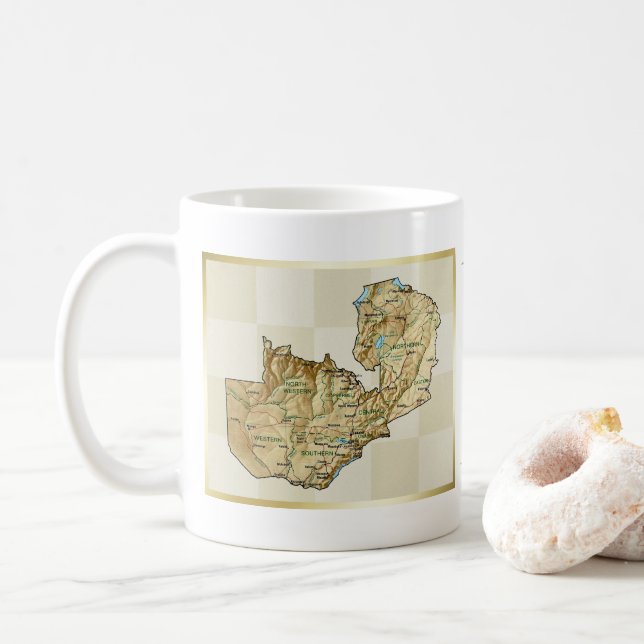 Zambia Flag + Map Mug (With Donut)