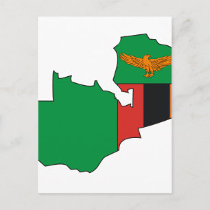 Zambia flag map postcard