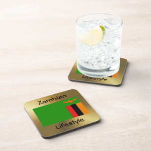 Zambia Flag+Text Coaster