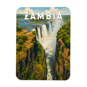 Zambia Illustration Travel Art Vintage Magnet
