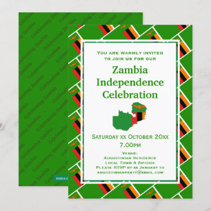 ZAMBIA INDEPENDENCE CELEBRATION Zambian Flag Invitation