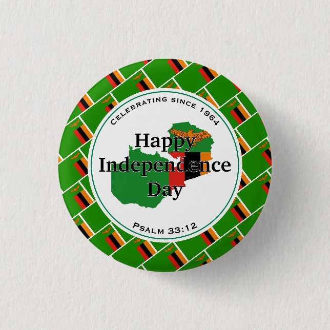 ZAMBIA INDEPENDENCE Stylish Zambian Flag 1 Inch Round Button (Front)