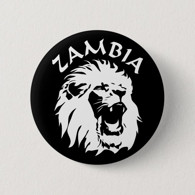 Zambia Lion 2 Inch Round Button (Front)