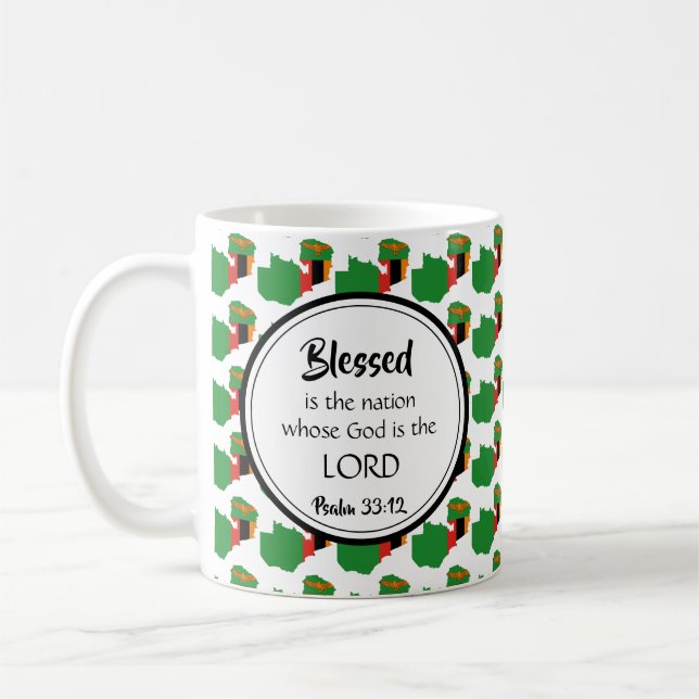 ZAMBIA Monogram Blessed Nation Christian Scripture Coffee Mug (Left)