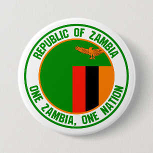 Zambia  Round Emblem 3 Inch Round Button