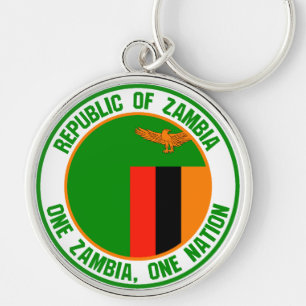 Zambia  Round Emblem Keychain