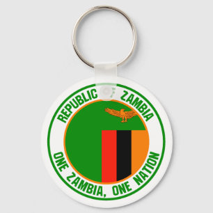 Zambia  Round Emblem Keychain