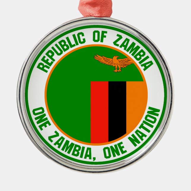 Zambia  Round Emblem Metal Ornament (Front)
