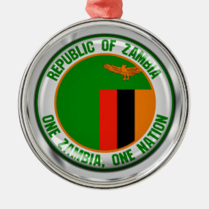 Zambia Round Emblem Metal Ornament