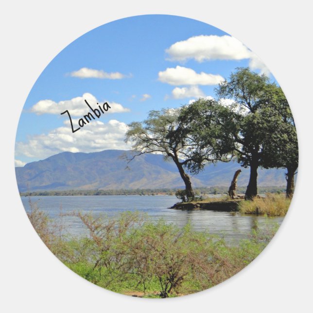 Zambia, scenic landscape photograph classic round sticker (Front)