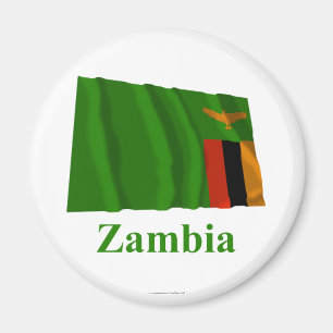 Zambia Waving Flag with Name Magnet