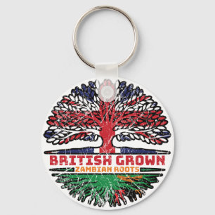 Zambia Zambian Uk United Kingdom British Tree Keychain