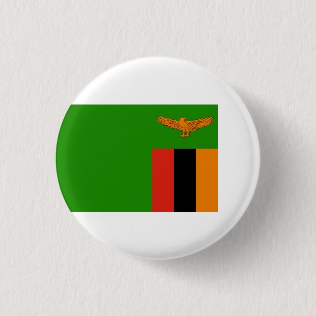 Zambian Flag, Flag of Zambia 1 Inch Round Button (Front)