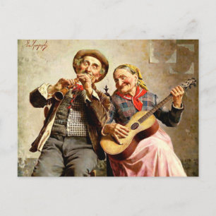 Zampighi - Sweet Music, vintage painting Holiday Postcard