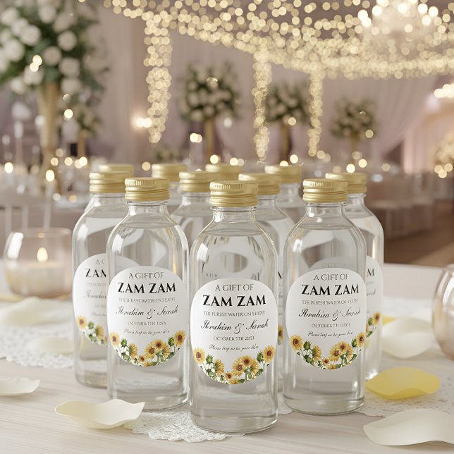 zamzam water nikah muslim wedding favour floral cl classic round sticker (Creator Uploaded)