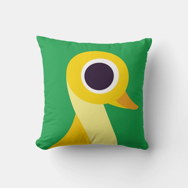 Zander the Duck Throw Pillow (Front)