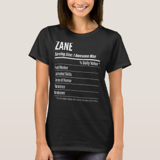 Zane Serving Size Nutrition Label Calories T-Shirt