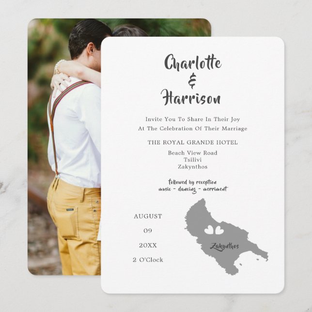 Zante Mariage Destination Photo Invitation (Devant / Derrière)