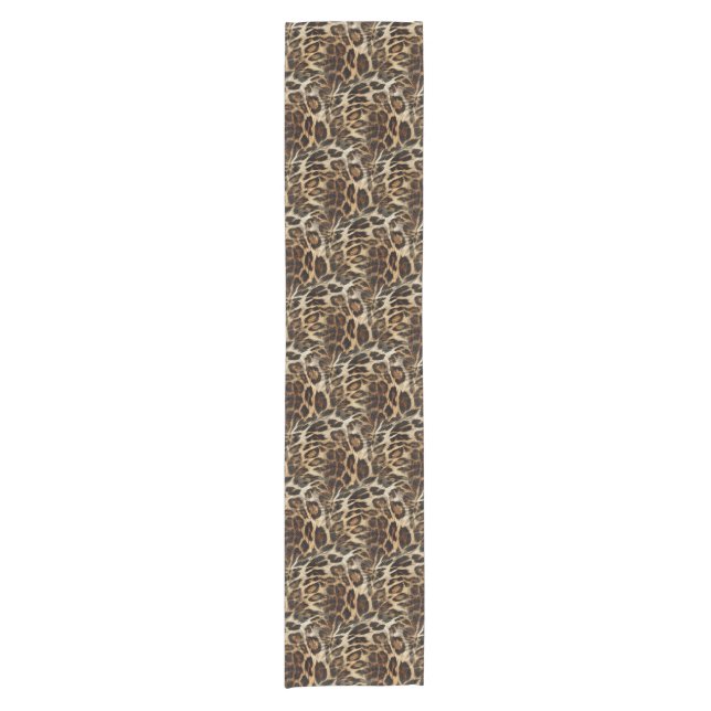 Zany and Spiffy Leopard Spots Leather Grain Look Short Table Runner (Front)