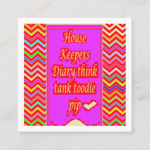  ZANY ART DESIGN WITH HOUSEKEEPER WORDS SQUARE BUSINESS CARD