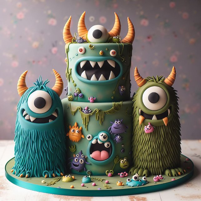 ZANY MONSTERS DECORATED KIDS BIRTHDAY CAKE CARD (Creator Uploaded)