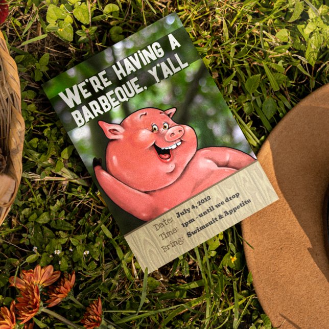 Zany pig roast summer barbecue custom invites (Make it a party to remember!)