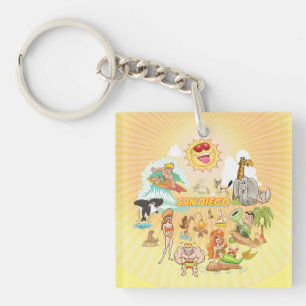 Zany San Diego Cartoon Acrylic Keychain