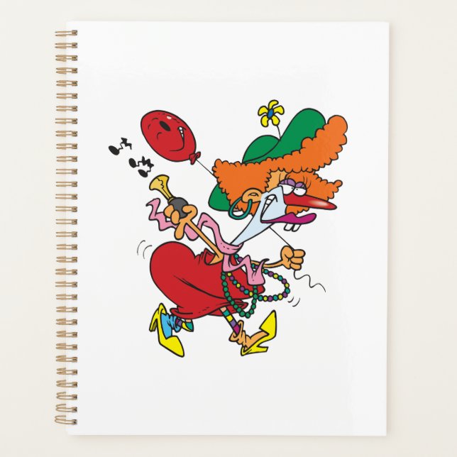 Zany Woman Running Clown Planner (Front)