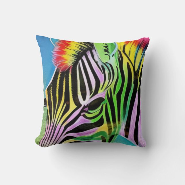 Zany Zebra Throw Pillow (Front)