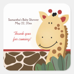 Zanzibar Jungle Giraffe Print SQUARE Favour Sticke Sticker