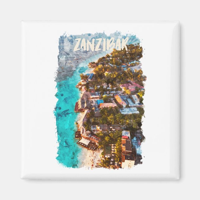 Zanzibar Tansania Ocean Palm Tree Vacation Magnet (Front)