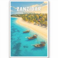 Zanzibar Tanzania Illustration Travel Art Vintage