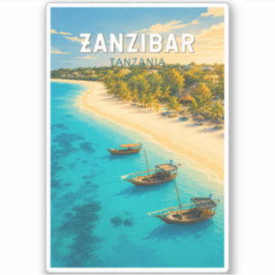 Zanzibar Tanzania Illustration Travel Art Vintage