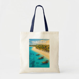 Zanzibar Tanzania Illustration Travel Art Vintage Tote Bag