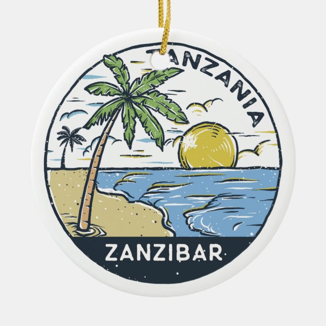 Zanzibar Tanzania Vintage Ceramic Ornament (Front)
