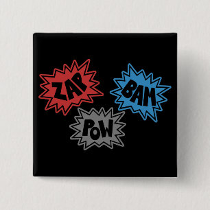 ZAP BAM POW Comic Sound FX - Original 2 Inch Square Button