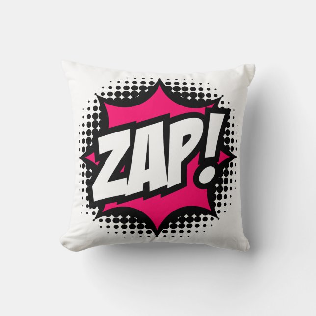 ZAP! Comic Book Style Throw Pillow (Front)