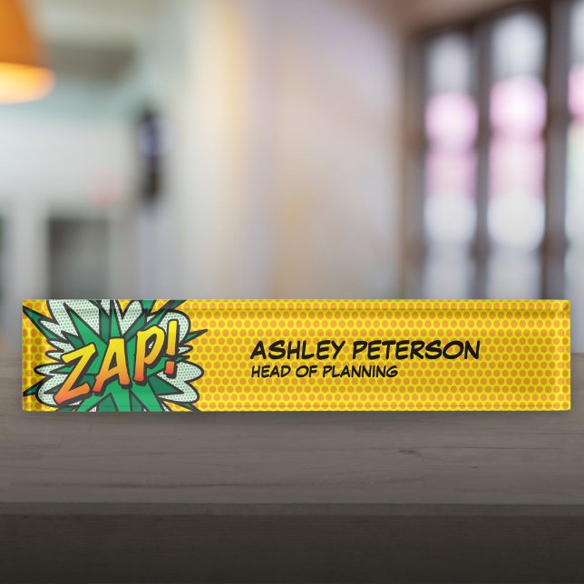 ZAP Fun Retro Comic Book Nameplate (ZAP Fun Retro Comic Book Desk Name Plate)