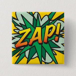 ZAP Fun Retro Comic Book Pop Art 2 Inch Square Button