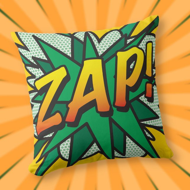ZAP Fun Retro Comic Book Pop Art Throw Pillow (ZAP Fun Retro Comic Book Pop Art Throw Pillow)