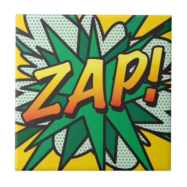 ZAP Fun Retro Comic Book Pop Art Tile (Front)