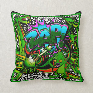 Zap Green Alien throw pillow