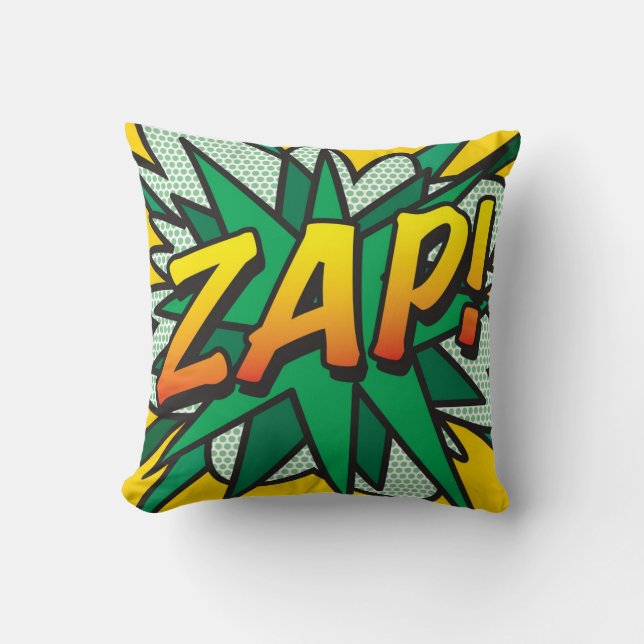 ZAP POP Fun Retro Comic Book Pop Art Throw Pillow (Front)