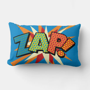 ZAP POW Fun Retro Comic Book Pop Art Lumbar Pillow
