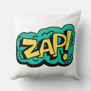 ZAP speech bubble word, hand drawn illustration Throw Pillow