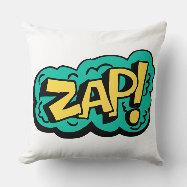 ZAP speech bubble word, hand drawn illustration Throw Pillow (Front)