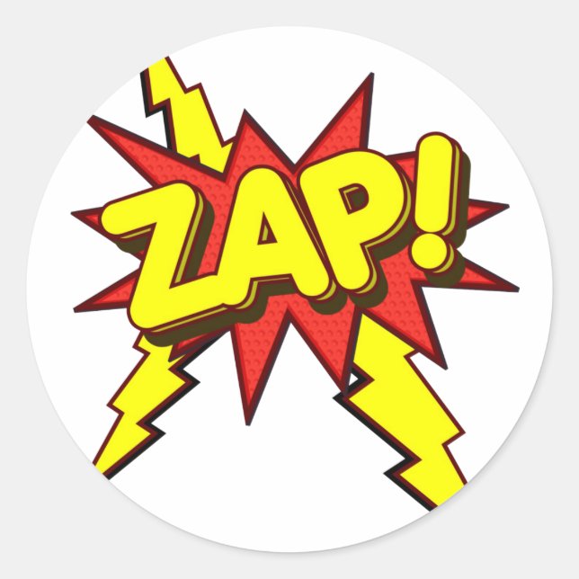 Zap, Zing, Pow! Classic Round Sticker (Front)