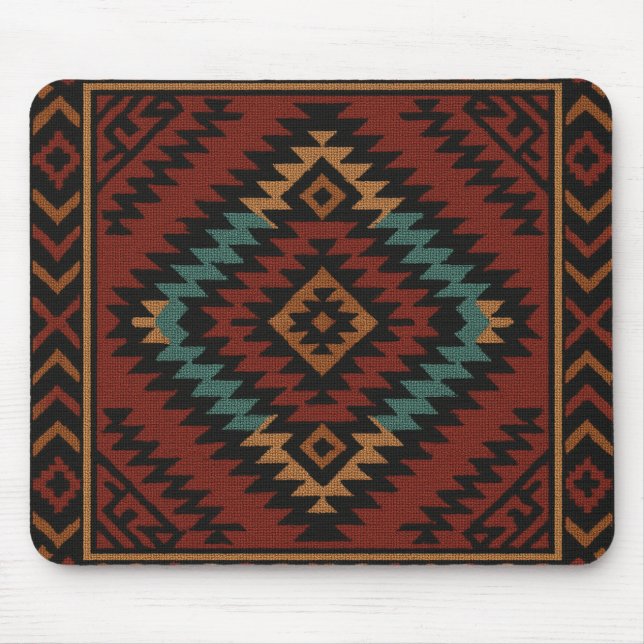Zapotec Folk Art Geometric Diamond Mouse Pad (Front)